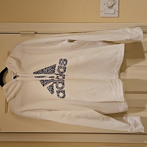 Adidas White and Navy Hooded Sweatshirt Size 3x - Picture 2 of 6